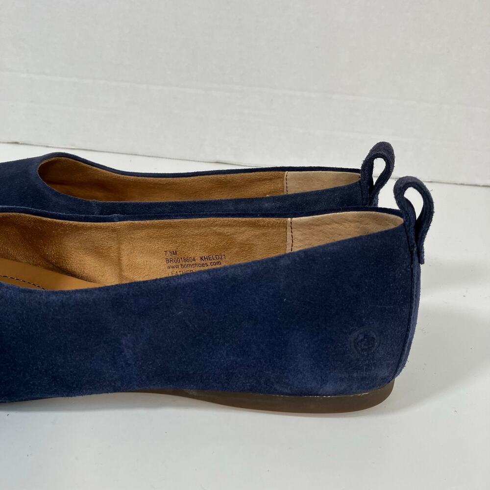 Born Beca Sz 7.5 Suede Slip-On Ballet Flats Blue Comfy Padded Insole - Picture 3 of 16
